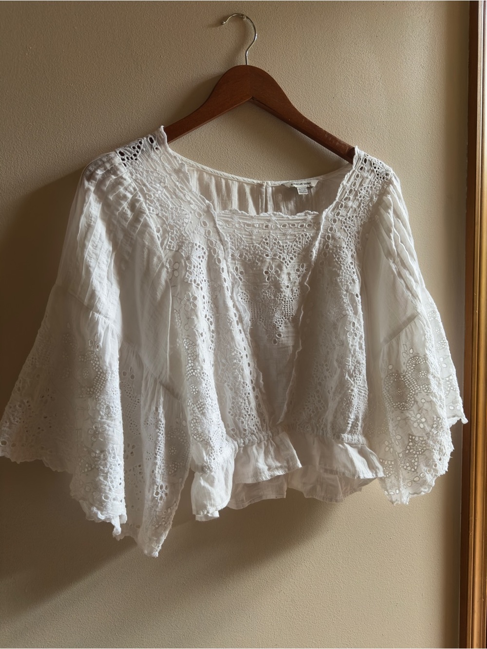 White Eyelet Peasant Blouse